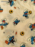 Vintage Smurfs Sports Music Notes Fabric Remnant/Homemade Curtains 45" x 75"