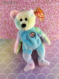 Vintage 1999 TY Beanie Baby - B.B. Bear Tie Dye Birthday Bear, Like New