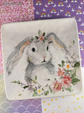 Certified International Sweet Bunny Easter Serving Platter 10.75" Sq Like New