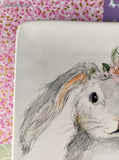 Certified International Sweet Bunny Easter Serving Platter 10.75" Sq Like New