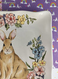 Maxcera Sweet Bunny Easter Serving Platter 10.75" Sq Like New