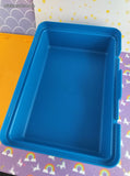 Vintage Tuppertoys Plastic Stencil Craft Storage Case w/Handle, Embossed Front