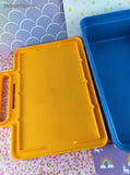 Vintage Tuppertoys Plastic Stencil Craft Storage Case w/Handle, Embossed Front