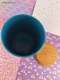 Room Essentials Blue Teal Textured Metal Medium Canister w/Bamboo Lid 7"