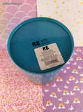 Room Essentials Blue Teal Textured Metal Medium Canister w/Bamboo Lid 7"