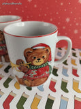 Vintage JAPAN Cute Lil' Christmas Teddy Bears Coffee Mugs Set/4, Like New
