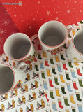 Vintage JAPAN Cute Lil' Christmas Teddy Bears Coffee Mugs Set/4, Like New