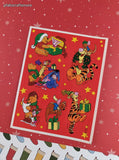 Vintage Christmas Walt Disney's Winnie the Pooh & Friends Stickers, 1 Full Sheet Unused
