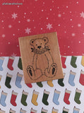 Vintage 1996 Christmas PSX Jingle Bell Teddy #G-1808 Wooden Block/Rubber Stamp, Clean