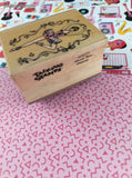 Vintage 1993 All Night Media Talking Stamps Music Box EDancer #6007T Wooden Block/Rubber Stamp