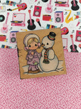 Vintage 1995 Precious Moments Stampendous "Katy's Snowman" #UQ008 Wooden Block/Rubber Stamp