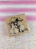 Vintage Uptown Rubber Stamps #L25048 Heaven and Nature Sing Snowmen Wooden Stamp Block