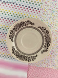 Vintage Royal China Jeanette Brown Floral Transferware Teacup & Saucer Set