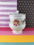 Vintage Christmas Candy Cane Kitty Angels Footed Vase/Urn w/Lid, Like New