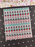 Vintage Christmas Festive Miniature Snowmen Snowflakes Full Sticker Sheet