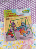 Vintage 1987 Sesame Street Growing-Up Book, A Sitter for Baby Monster Hardcover, Like New