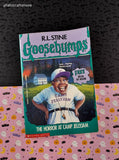 Vintage 1995 1st Scholastic Printing R.L. Stine Goosebumps #33, The Horror at Camp Jellyjam Softcover *w/Decal*