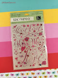 K&Company Valentines Love Rub-Ons and Gems 3-Dimensional Pack, New/Sealed
