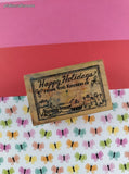 Vintage Delafield Stamp Co. Happy Holidays Wooden Block/Rubber Stamp