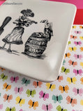 2 Pcs Set Dia de los Muertos Day of the Dead Maxcera Ceramic Square Dessert Plates