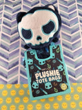 TeeTurtle Plushie Tote Bag Skeleton Cat Blue White NEW