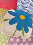 Vintage Pfaltzgraff Flourish Blue Yellow Floral 8.25" Salad Lunch Plates Set/4