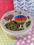 Vintage 1990 Tom Sturgis Pretzels Rainbow Hot Air Balloons Pennsylvania Dutch Collector's Tin 8.25"