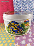 Vintage 1990 Tom Sturgis Pretzels Rainbow Hot Air Balloons Pennsylvania Dutch Collector's Tin 8.25"
