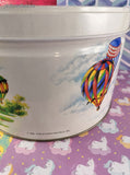 Vintage 1990 Tom Sturgis Pretzels Rainbow Hot Air Balloons Pennsylvania Dutch Collector's Tin 8.25"
