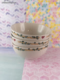Vintage Thomson Pottery Springtime Birdhouse Patterened Soup/Cereal Bowls Set/3, Nice & Clean