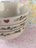 Vintage Thomson Pottery Springtime Birdhouse Patterened Soup/Cereal Bowls Set/3, Nice & Clean