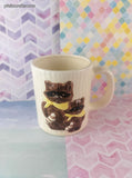 Vintage JAPAN Cute Lil' 3D Raccoon Family Coffee Mug, Like New