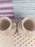 Vintage Pfaltzgraff Grapevine Scalloped Coffee Mugs w/Saucers Set/2, Like New