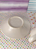 Vintage Pfaltzgraff Grapevine Scalloped Coffee Mugs w/Saucers Set/2, Like New