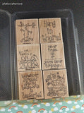 Vintage 2002 Stampin' Up! "Hang In There!" Wooden Block/Rubber Stamp Set, Complete
