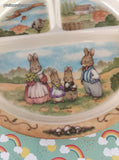 Vintage Pecoware Melamine Peter Rabbit Cottontail Family 8.25" Divided Serving Plate, Like New