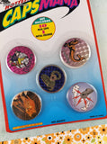 Vintage 1990's Pogs Caps Mania Set/10 Milk Caps + 1 Metal Crusher/Slammer NEW