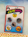 Vintage 1990's Pogs Caps Mania Set/10 Milk Caps + 1 Metal Crusher/Slammer NEW