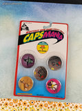 Vintage 1990's Pogs Caps Mania Set/10 Milk Caps + 1 Metal Crusher/Slammer NEW