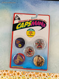 Vintage 1990's Pogs Caps Mania Set/10 Milk Caps + 1 Metal Crusher/Slammer NEW