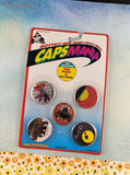 Vintage 1990's Pogs Caps Mania Set/10 Milk Caps + 1 Metal Crusher/Slammer NEW