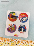 Vintage 1990's Pogs x In 'n' Out Set/4 Milk Caps Unpunched Sheet NEW