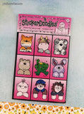 Vintage 1995 Sticker Doodles Dianne J. Mook Animal Friends Stickers, 4 Sheets New & Sealed