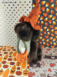 Vintage 2004 Boyds Bears Trixie B. Barken Halloween Puppy Dog Plush w/Bag & Witch Hat, Like New