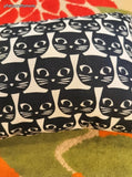 IKEA MATTRAM Black Cat Face Print Pillow, Rectangular Throw Cushion, 11" x 22"