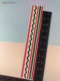 Vintage 2000 Mrs. Grossman's Design Lines Red Green Christmas Zigzags Large Full Sticker Sheet, Unused