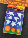 Vintage Halloween Spooky Ghosts Hallmark Full Sticker Sheet Pack 4 Sheets, NEW & Sealed