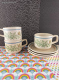 Vintage Temper-Ware by Lenox "Fancy Free" Tea/Coffee Mug Set/3 w/Matching Saucers