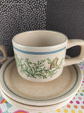 Vintage Temper-Ware by Lenox "Fancy Free" Tea/Coffee Mug Set/3 w/Matching Saucers