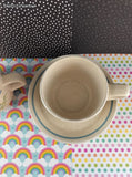 Vintage Temper-Ware by Lenox "Fancy Free" Tea/Coffee Mug Set/3 w/Matching Saucers
